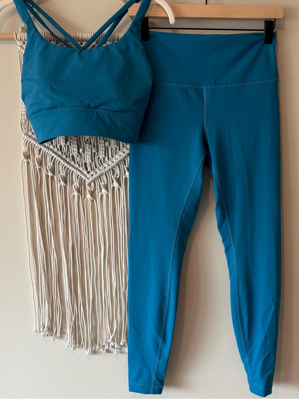 lululemon athletica Hawaiian Blue High-Waist Leggings & Strappy Sports Bra Set